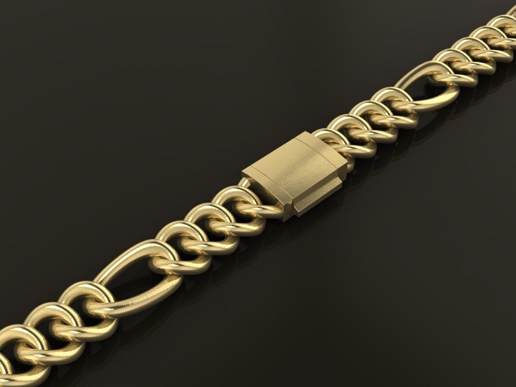 Figaro Cuban Chain Link Rounded Frame 9mm Width 3D print model_3