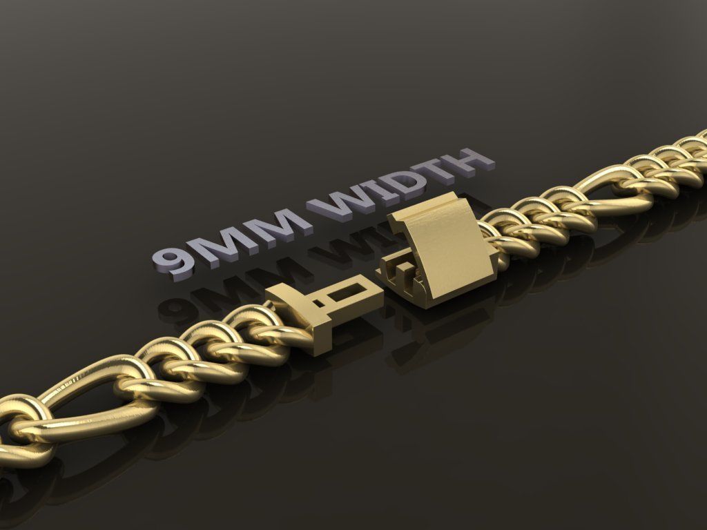 Figaro Cuban Chain Link Rounded Frame 9mm Width 3D print model_5