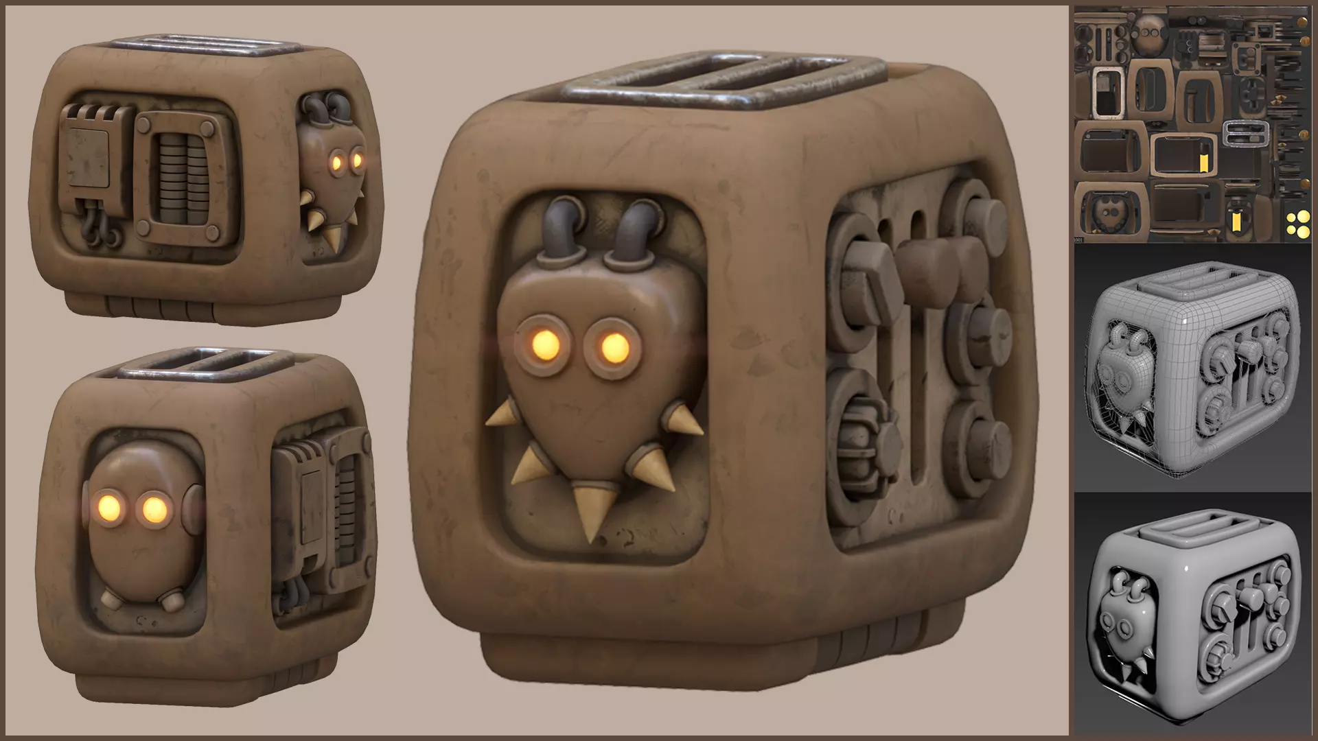 Stylized Imp Toaster Low-poly 3D model_0