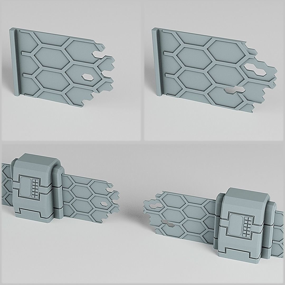 Modular Xeno Shield Wall 3D print model_7