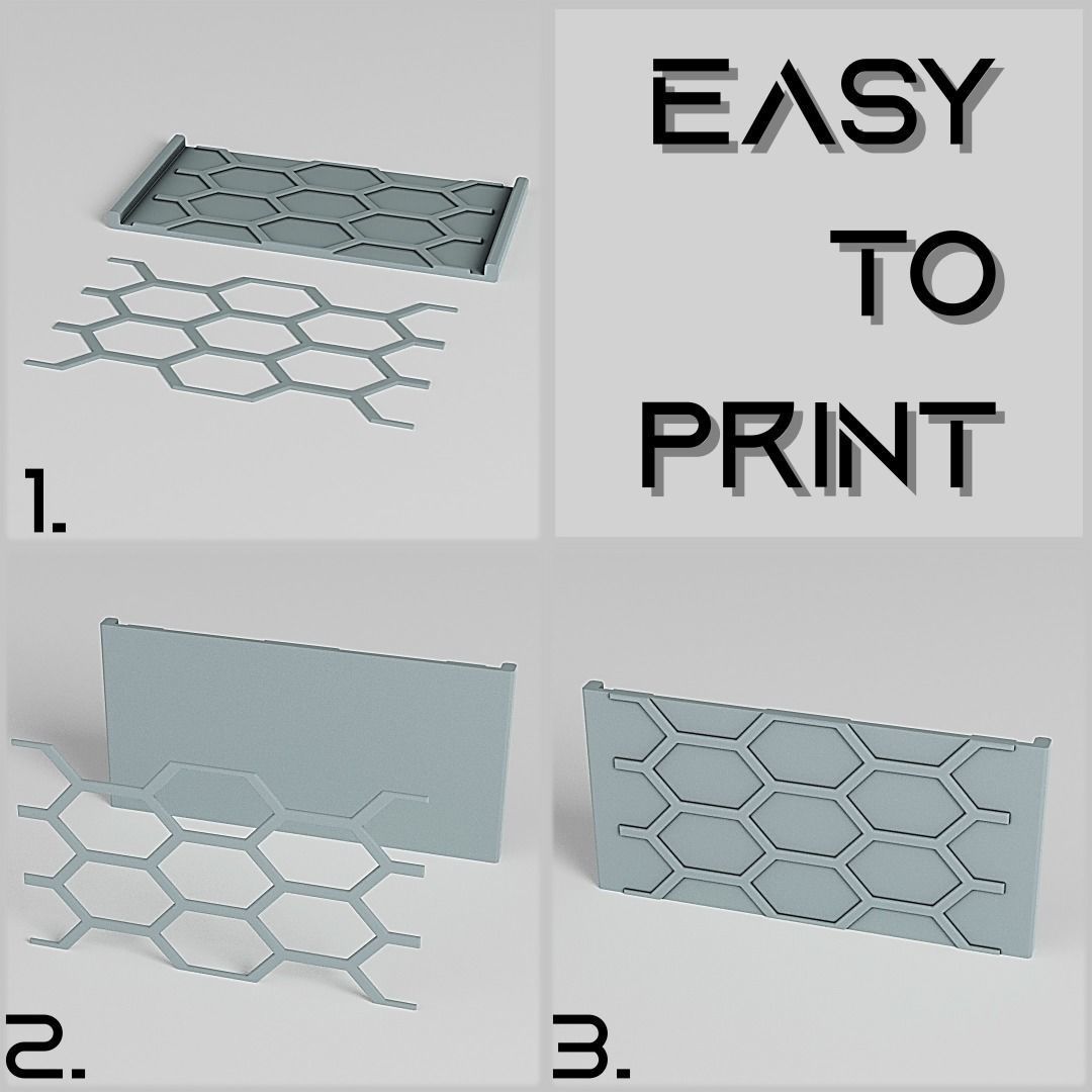 Modular Xeno Shield Wall 3D print model_8