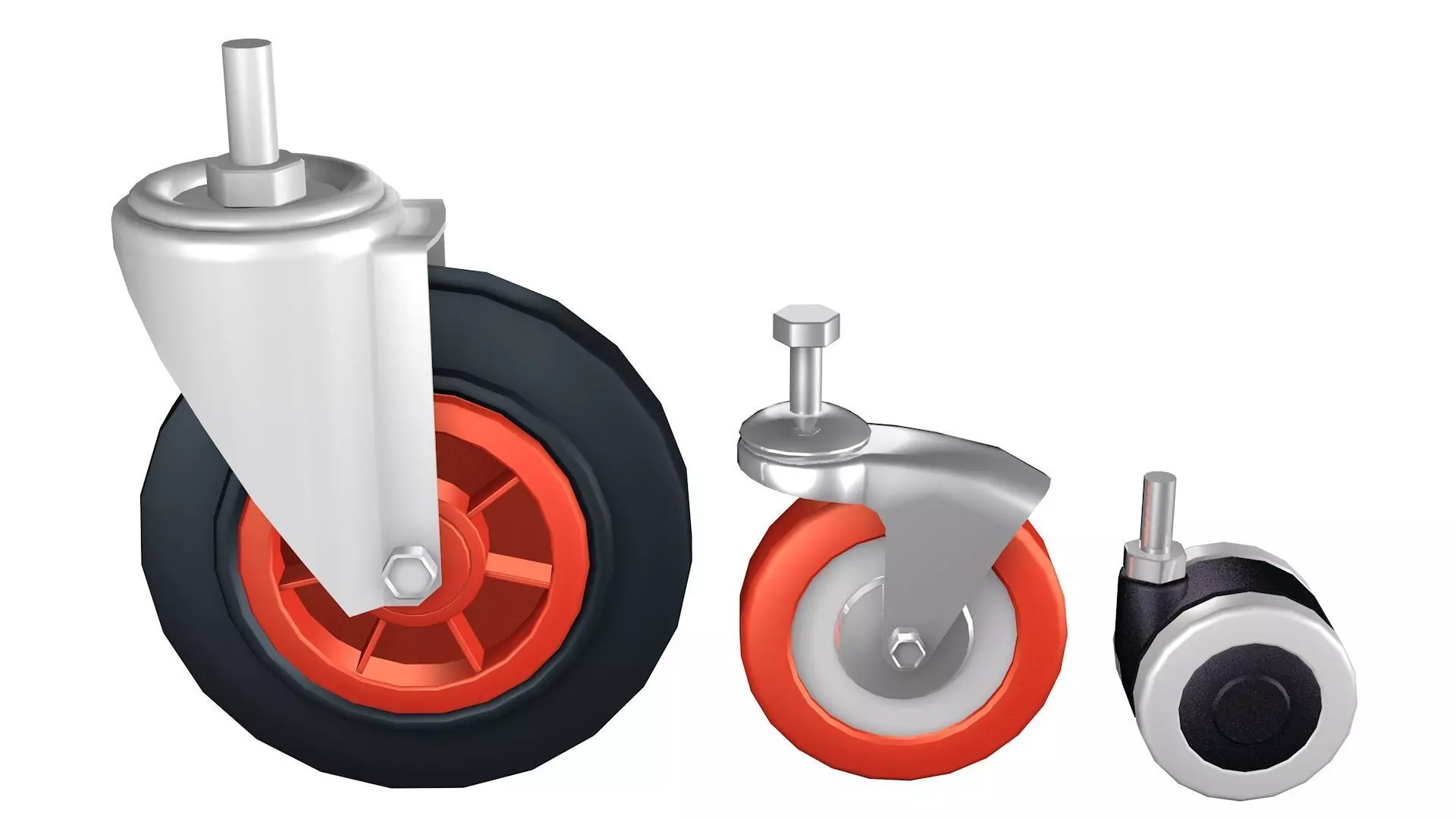 Collection Wheel set of castor wheels 3D model