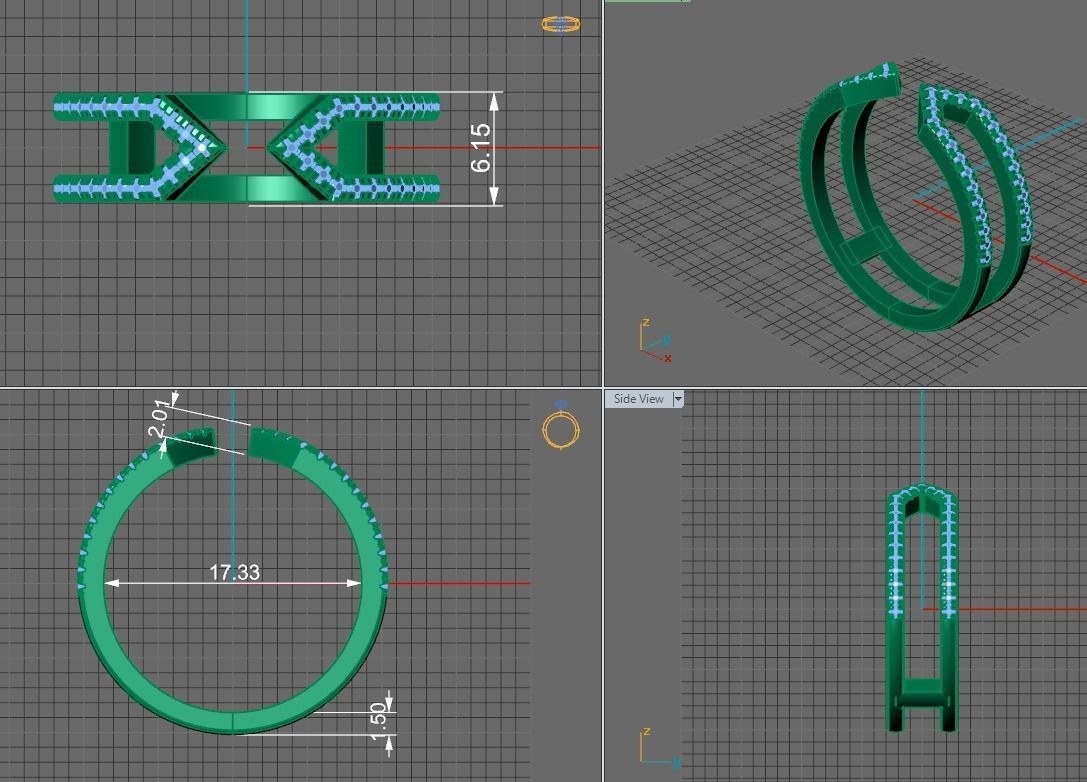 split shank gold ring with diamonds 3D print model_18