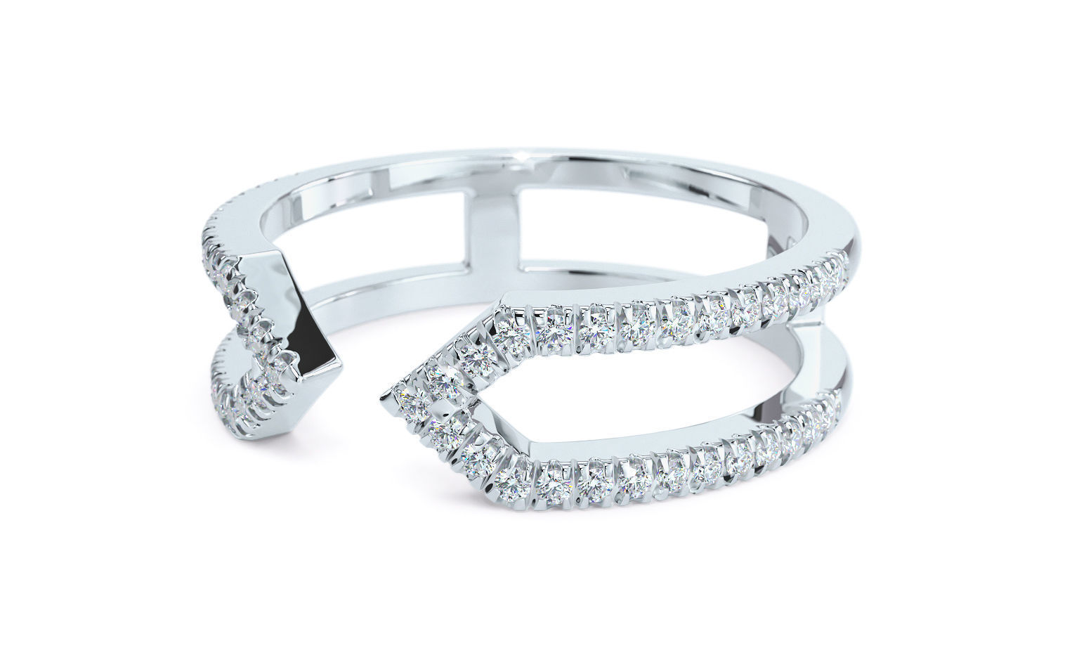 split shank gold ring with diamonds 3D print model_9