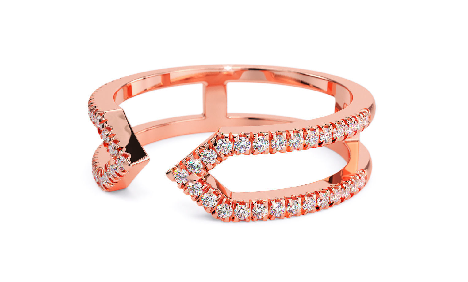 split shank gold ring with diamonds 3D print model_14