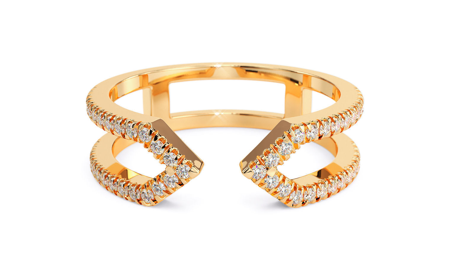 split shank gold ring with diamonds 3D print model_1