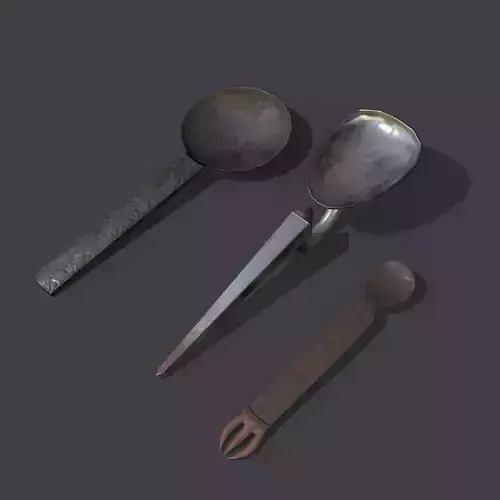 Medieval Metal Spoons 3D Model Collection