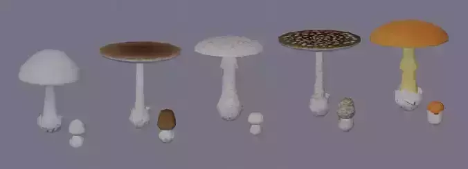 Amanita pack 2 Low-poly 3D model