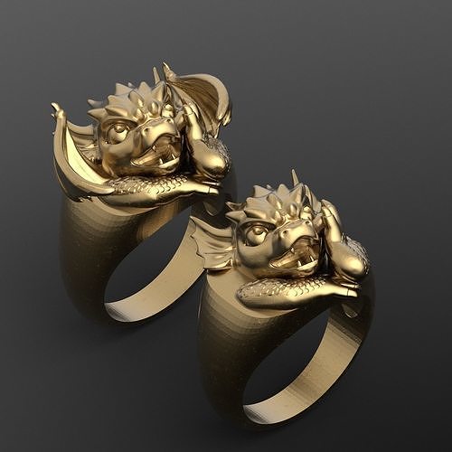 Ring with a small dragon 3D print model