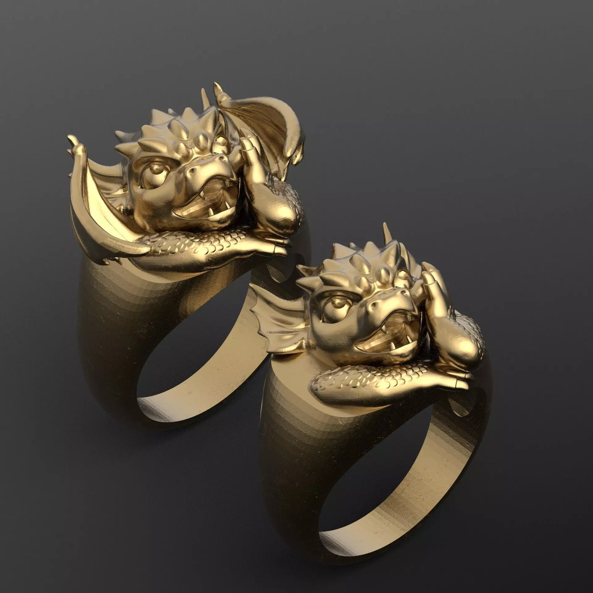Ring with a small dragon 3D print model