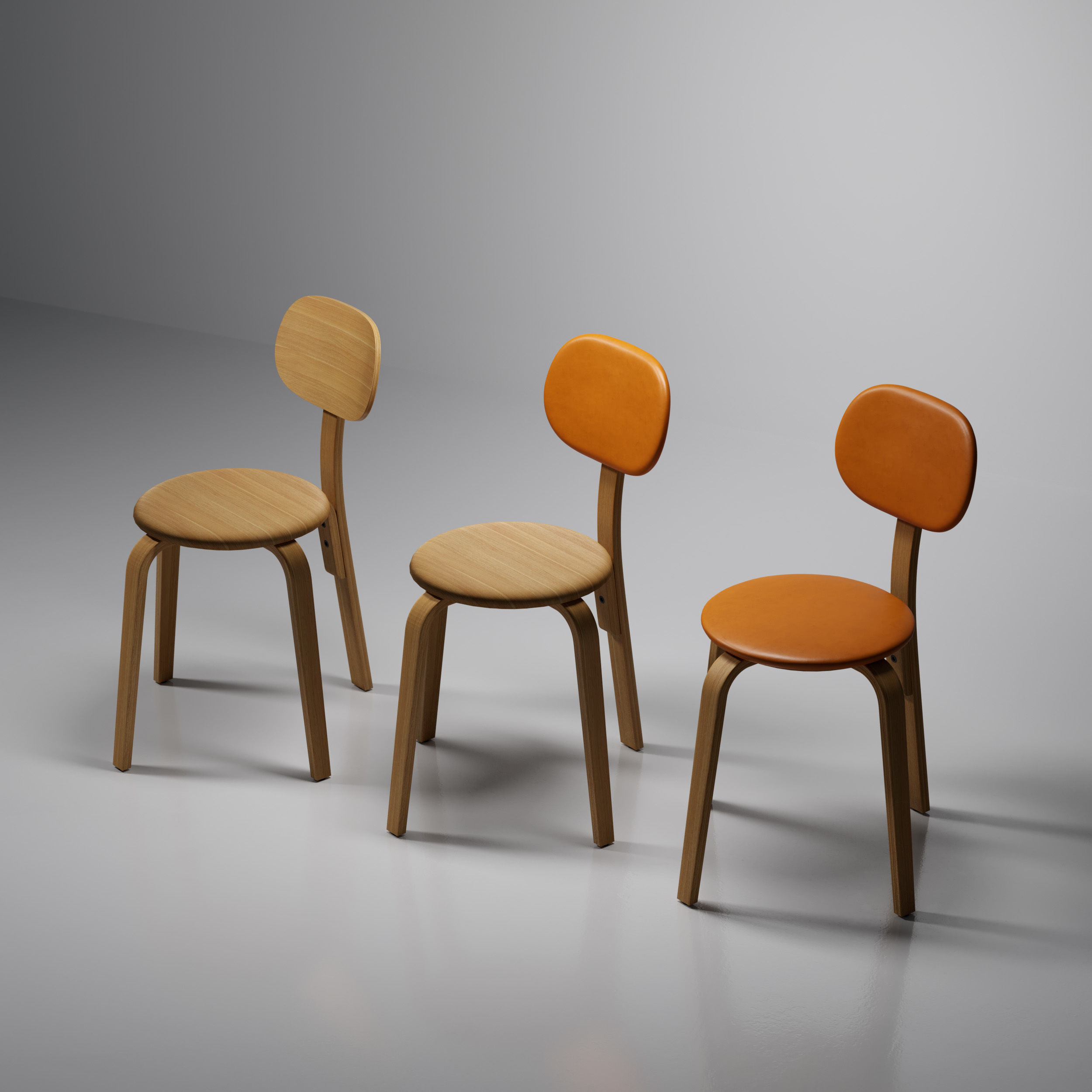 Menu Afteroom Dining Chair Woodbase 3D model_2
