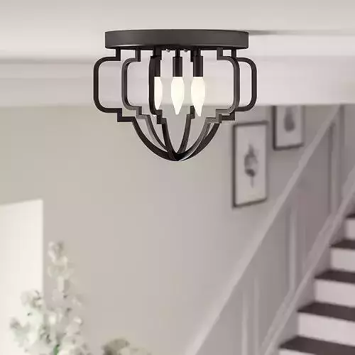 Black Metal Wingo Chandelier Style Geometric Flush Mount