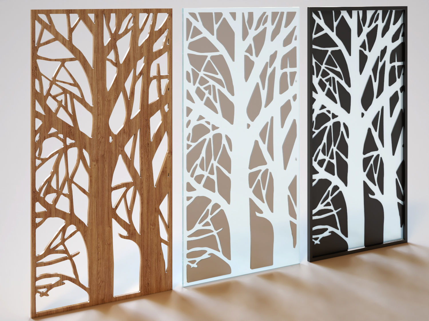 Partition three metal panels 3D model_1