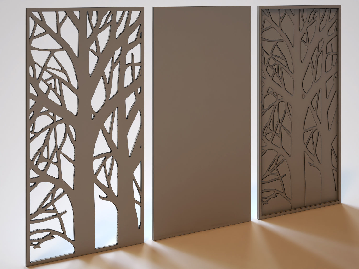 Partition three metal panels 3D model_3