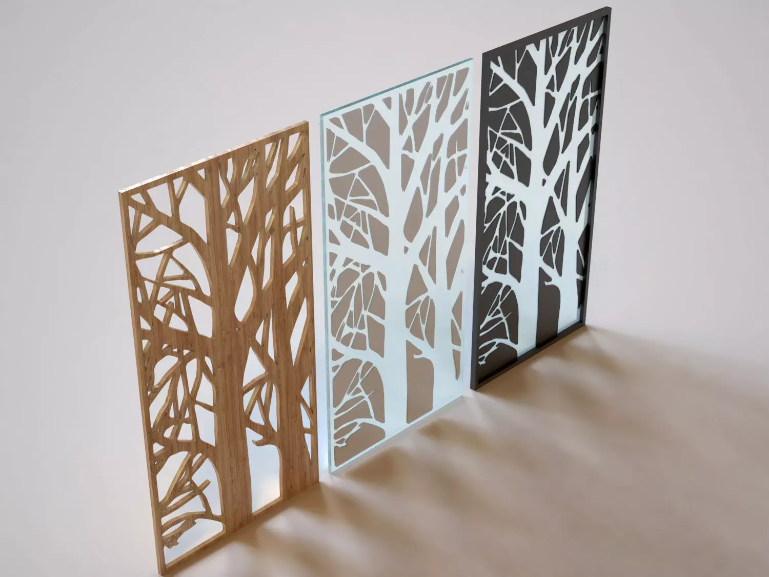 Partition three metal panels 3D model_0