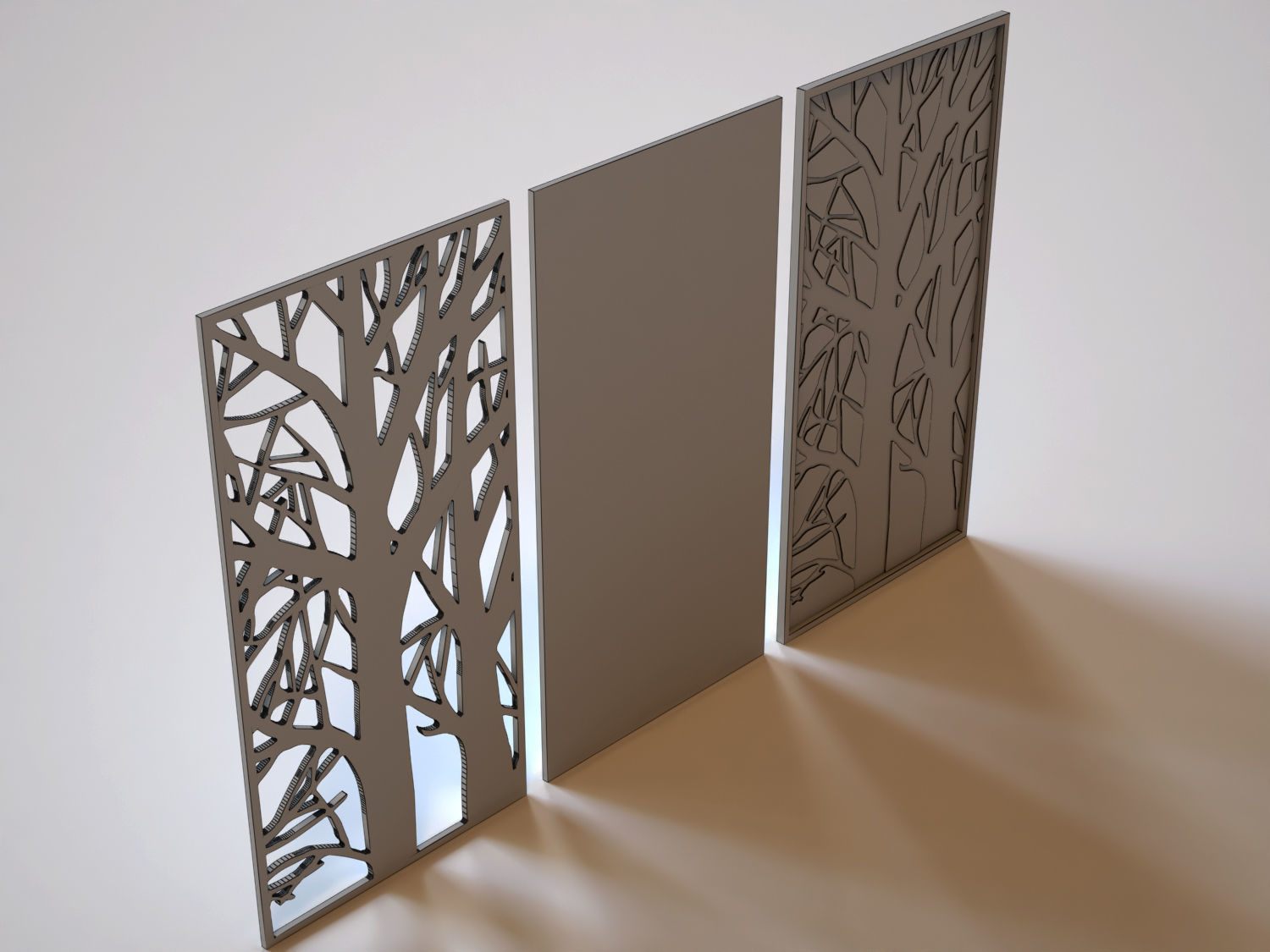 Partition three metal panels 3D model_2