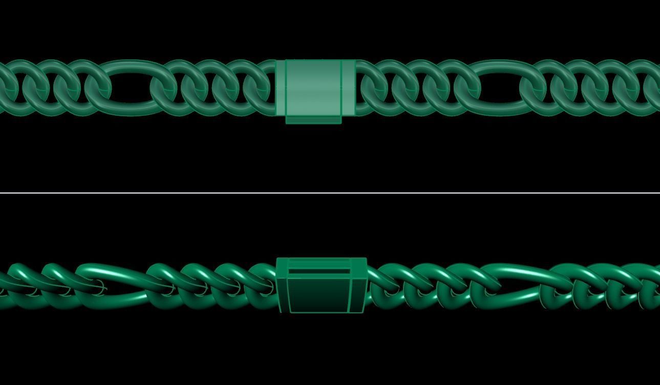 Figaro Cuban Chain Link Rounded Frame 8mm Width 3D print model_12