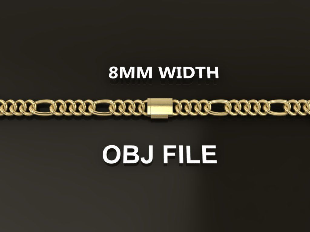 Figaro Cuban Chain Link Rounded Frame 8mm Width 3D print model_4