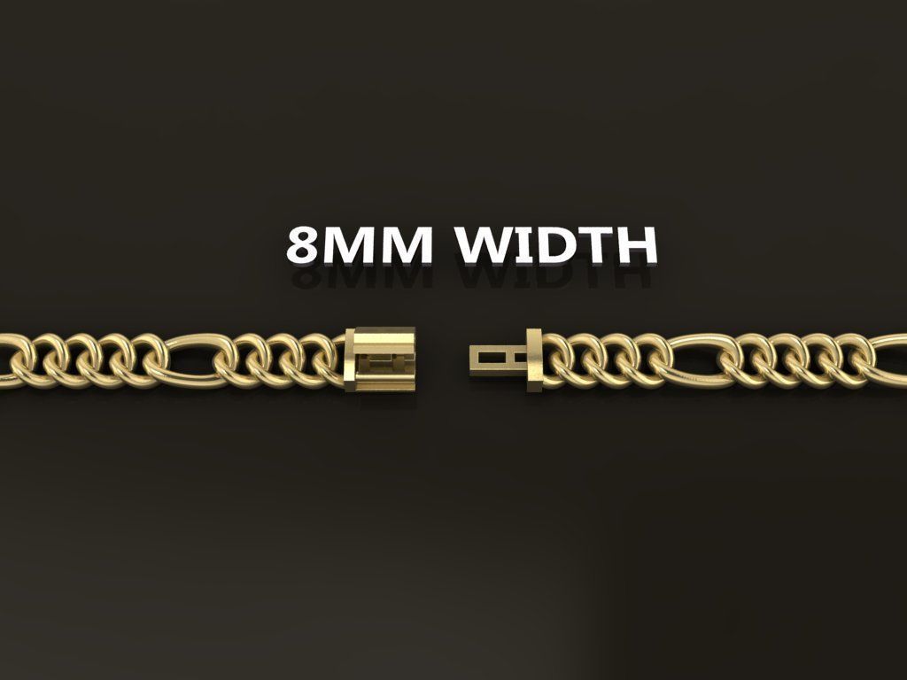 Figaro Cuban Chain Link Rounded Frame 8mm Width 3D print model_1