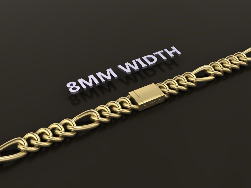 Figaro Cuban Chain Link Rounded Frame 8mm Width 3D print model_5