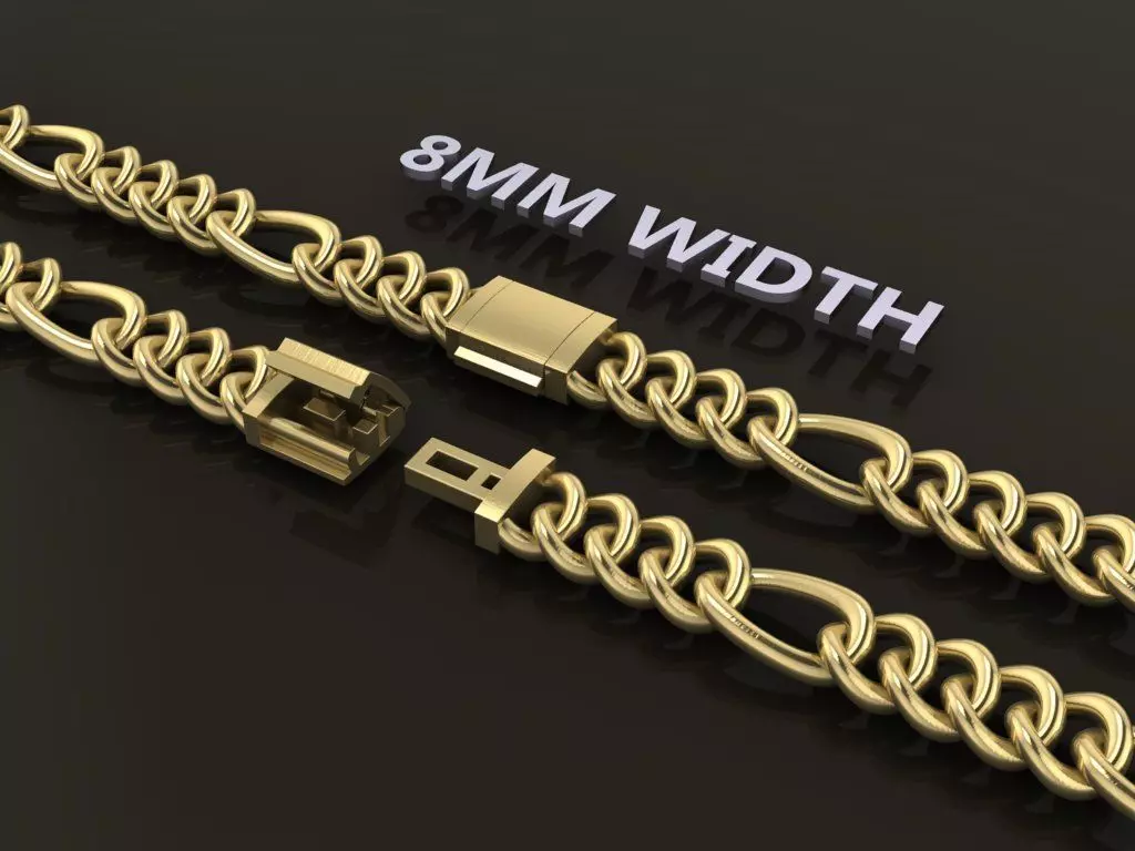 Figaro Cuban Chain Link Rounded Frame 8mm Width 3D print model_0
