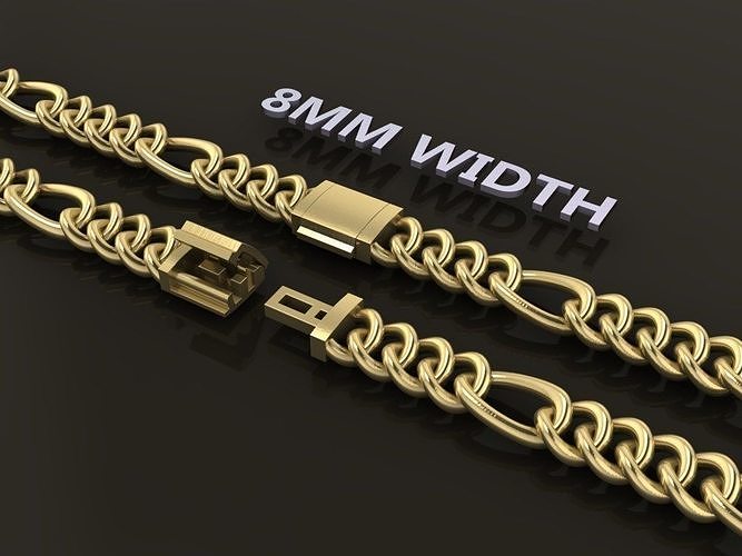 Figaro Cuban Chain Link Rounded Frame 8mm Width 3D print model