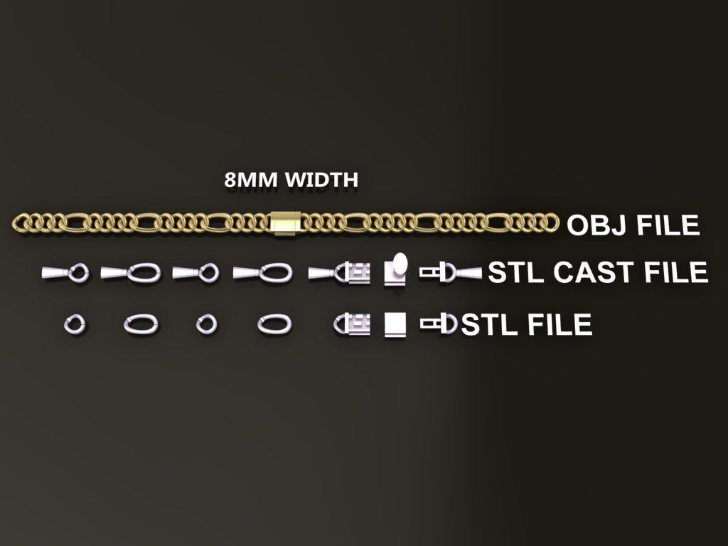 Figaro Cuban Chain Link Rounded Frame 8mm Width 3D print model_2