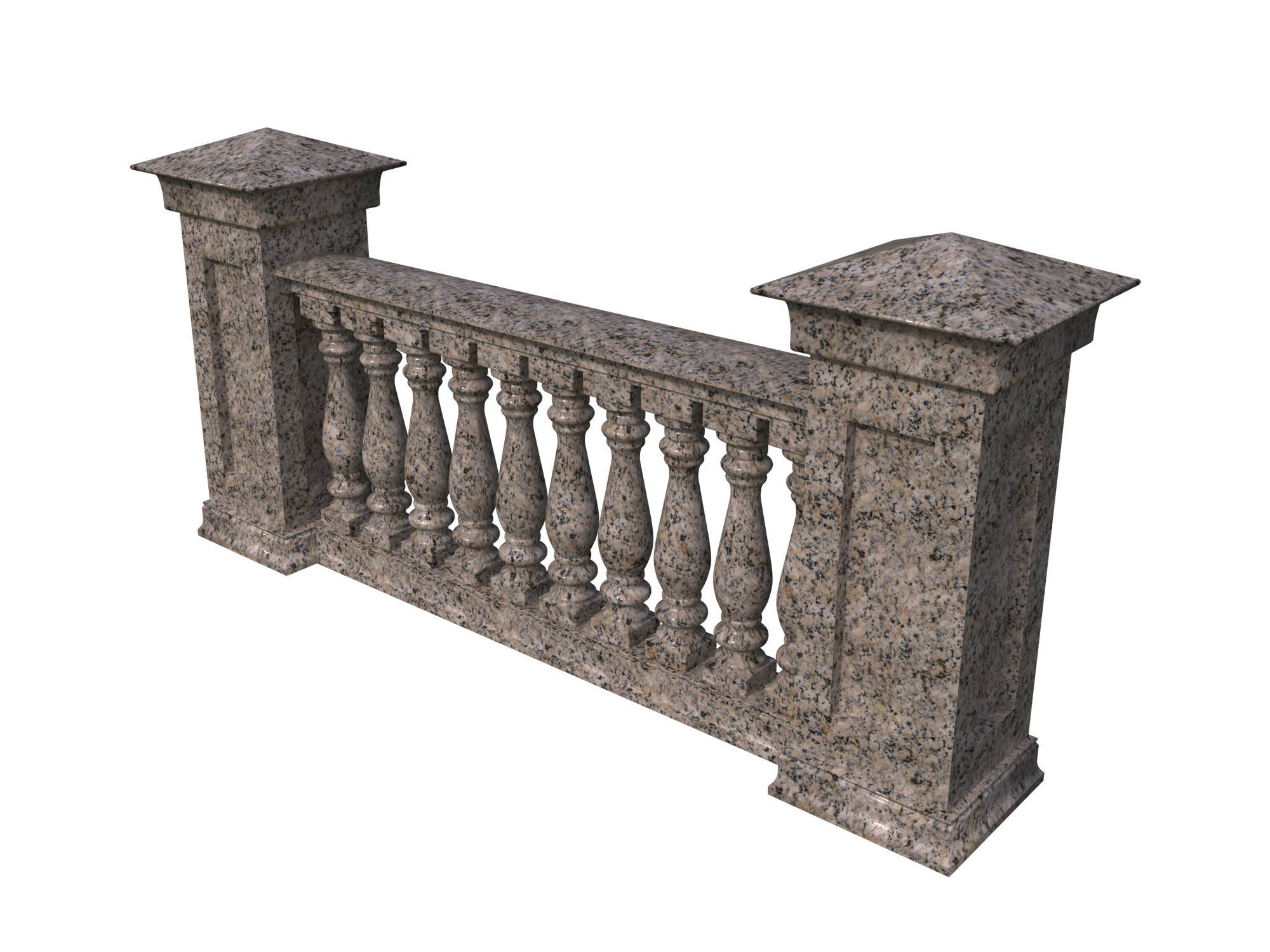 Five fences with balusters and columns 3D model_8