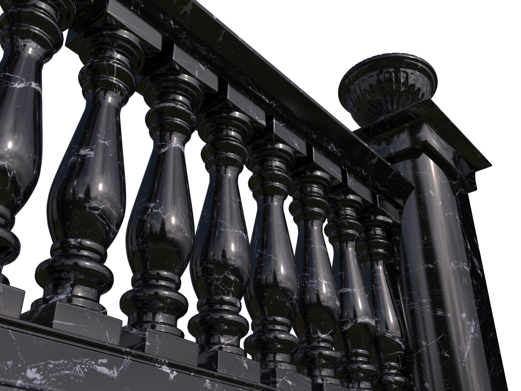 Five fences with balusters and columns 3D model_15
