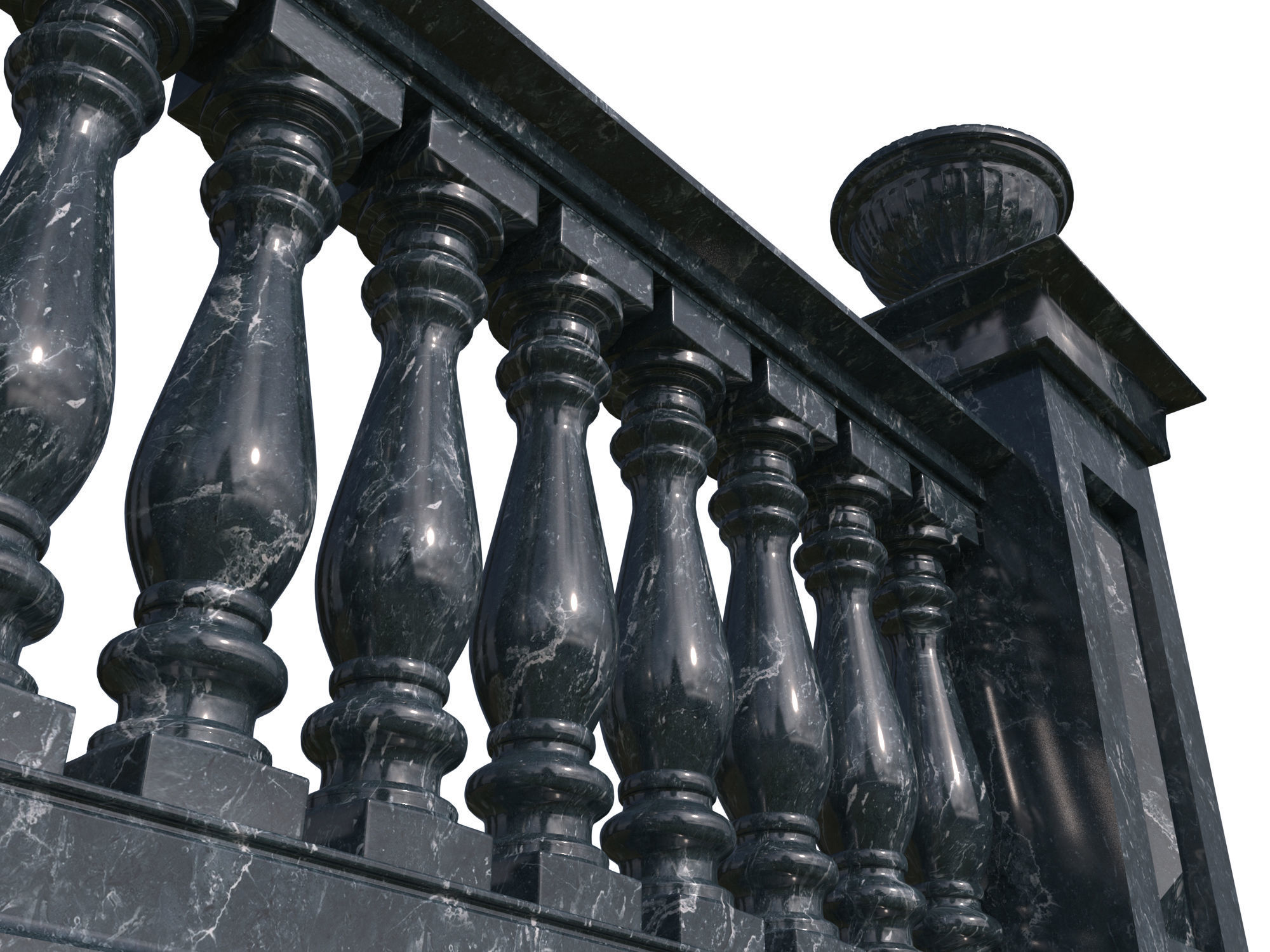 Five fences with balusters and columns 3D model_11