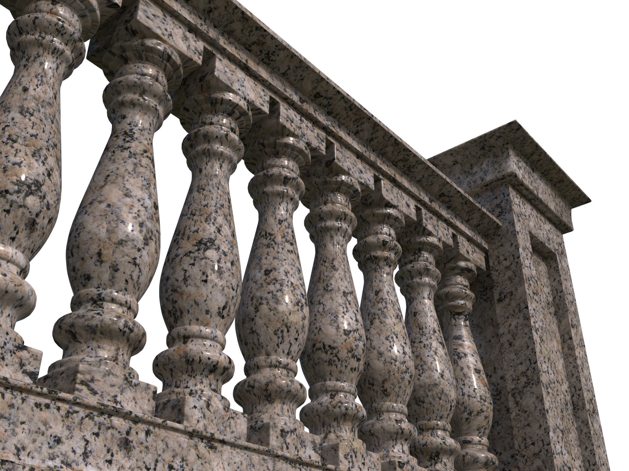 Five fences with balusters and columns 3D model_13