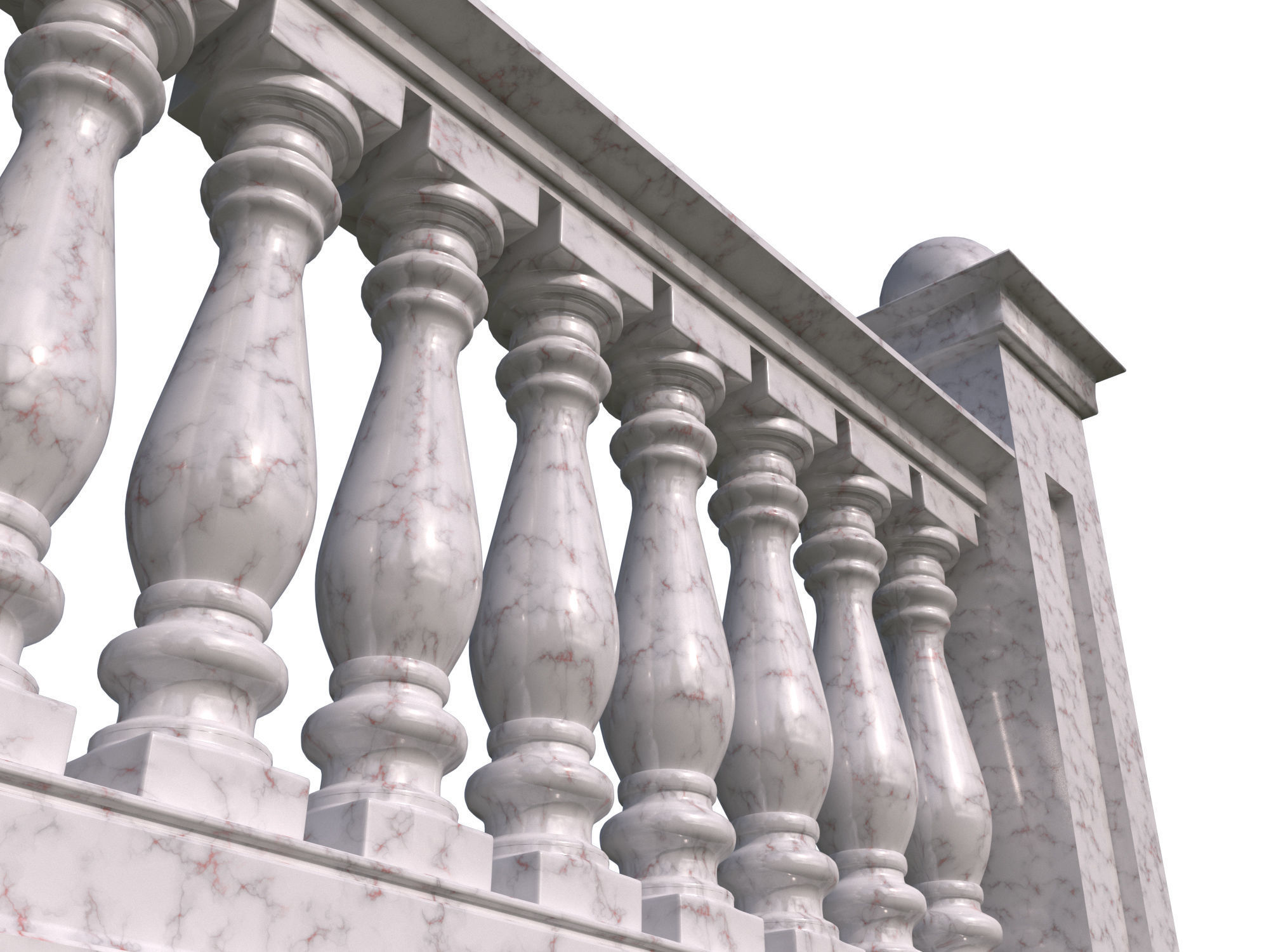 Five fences with balusters and columns 3D model_14