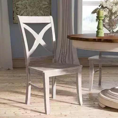  Heather Gray Aonesti Wood Dining Chair - 4 Colour 3D model