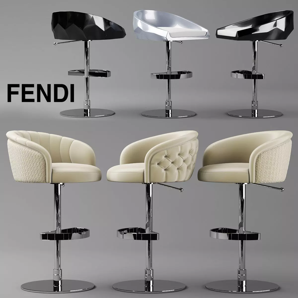 chair fendi bar stools 3D model_0
