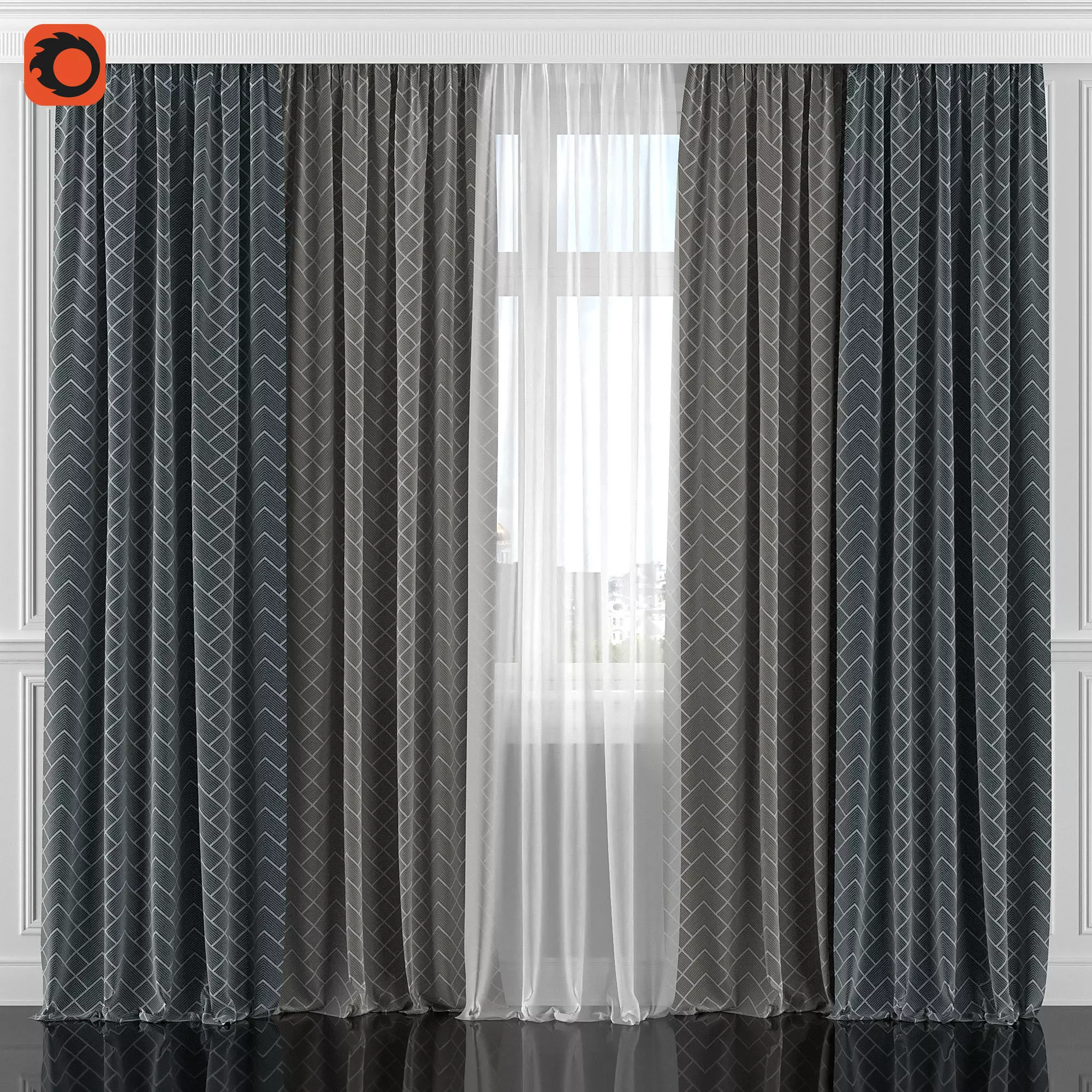 Curtain Set 163C 3D model_0
