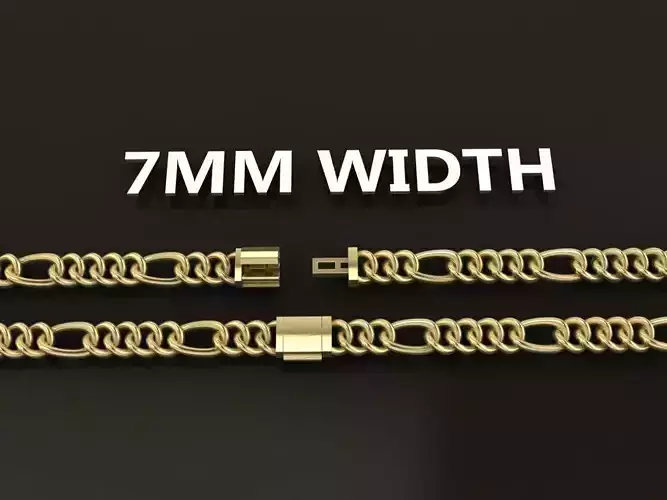 Figaro Cuban Chain Link Rounded Frame 7mm Width