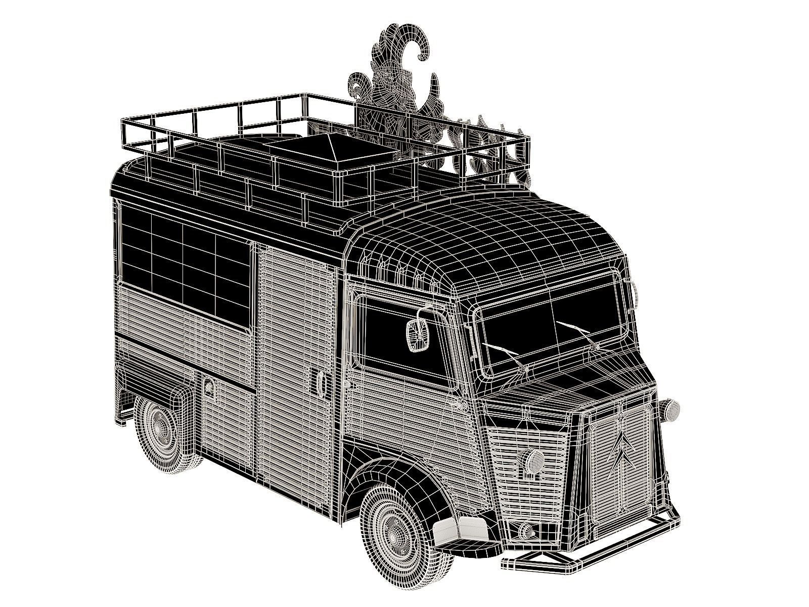 Citroen Type H food truck 3D model_6