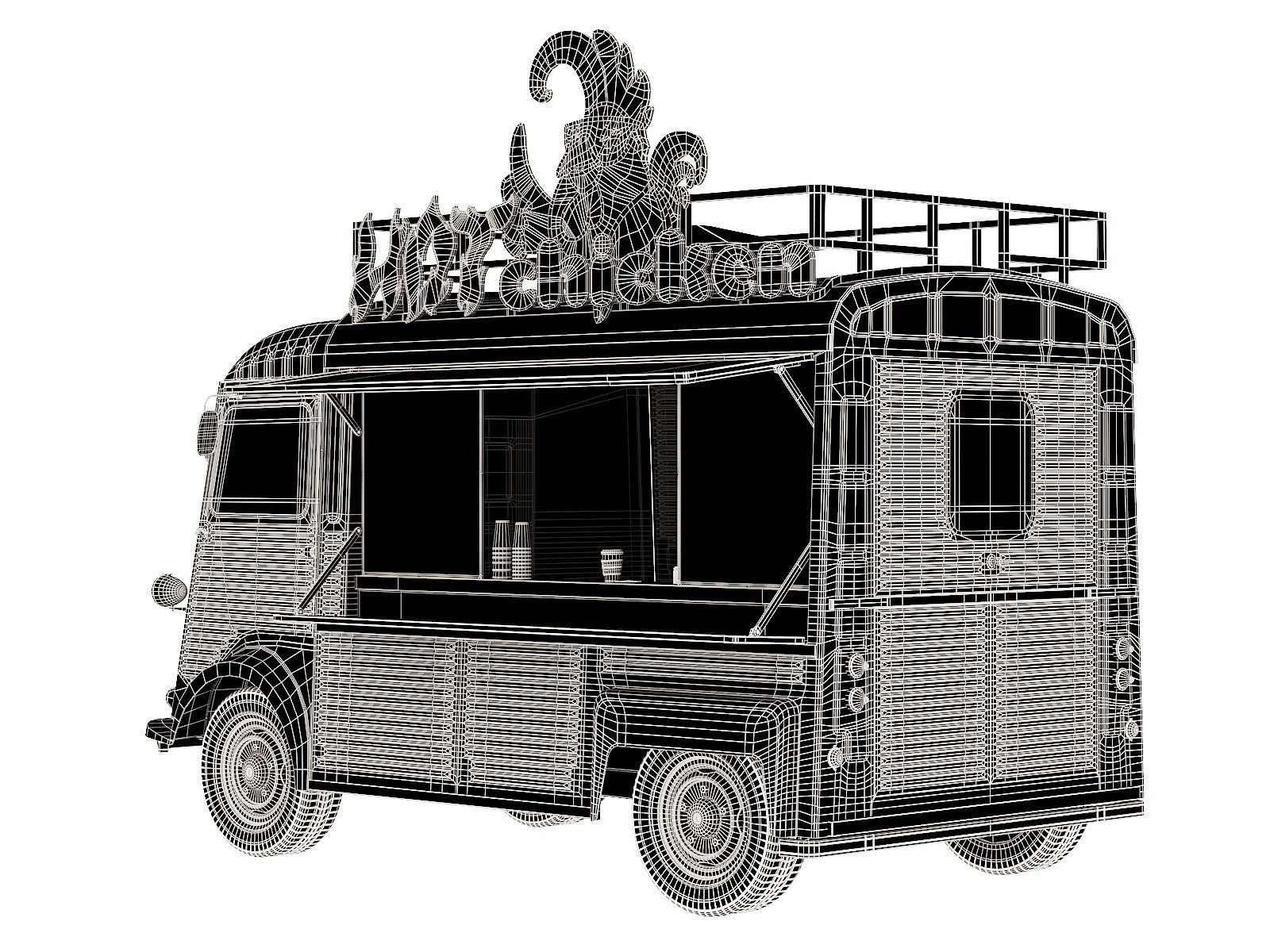 Citroen Type H food truck 3D model_3