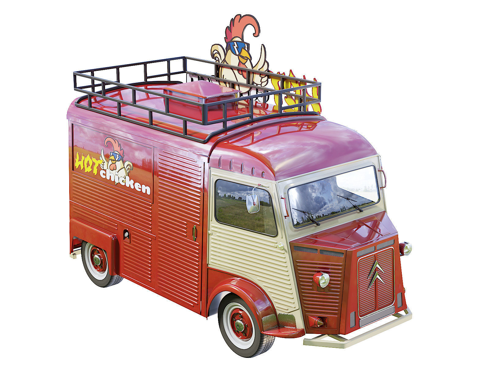 Citroen Type H food truck 3D model_7