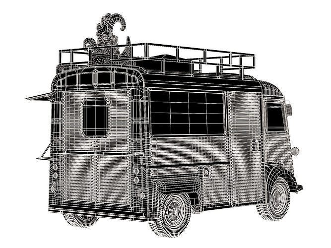 Citroen Type H food truck 3D model 6