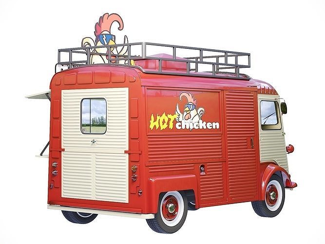 Citroen Type H food truck 3D model 5