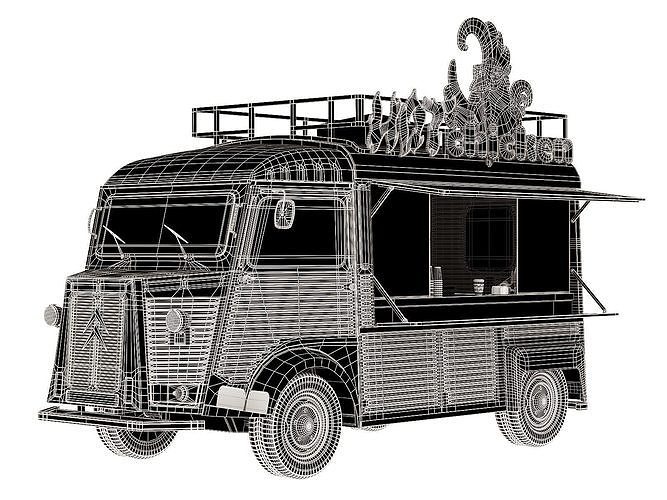 Citroen Type H food truck 3D model 2