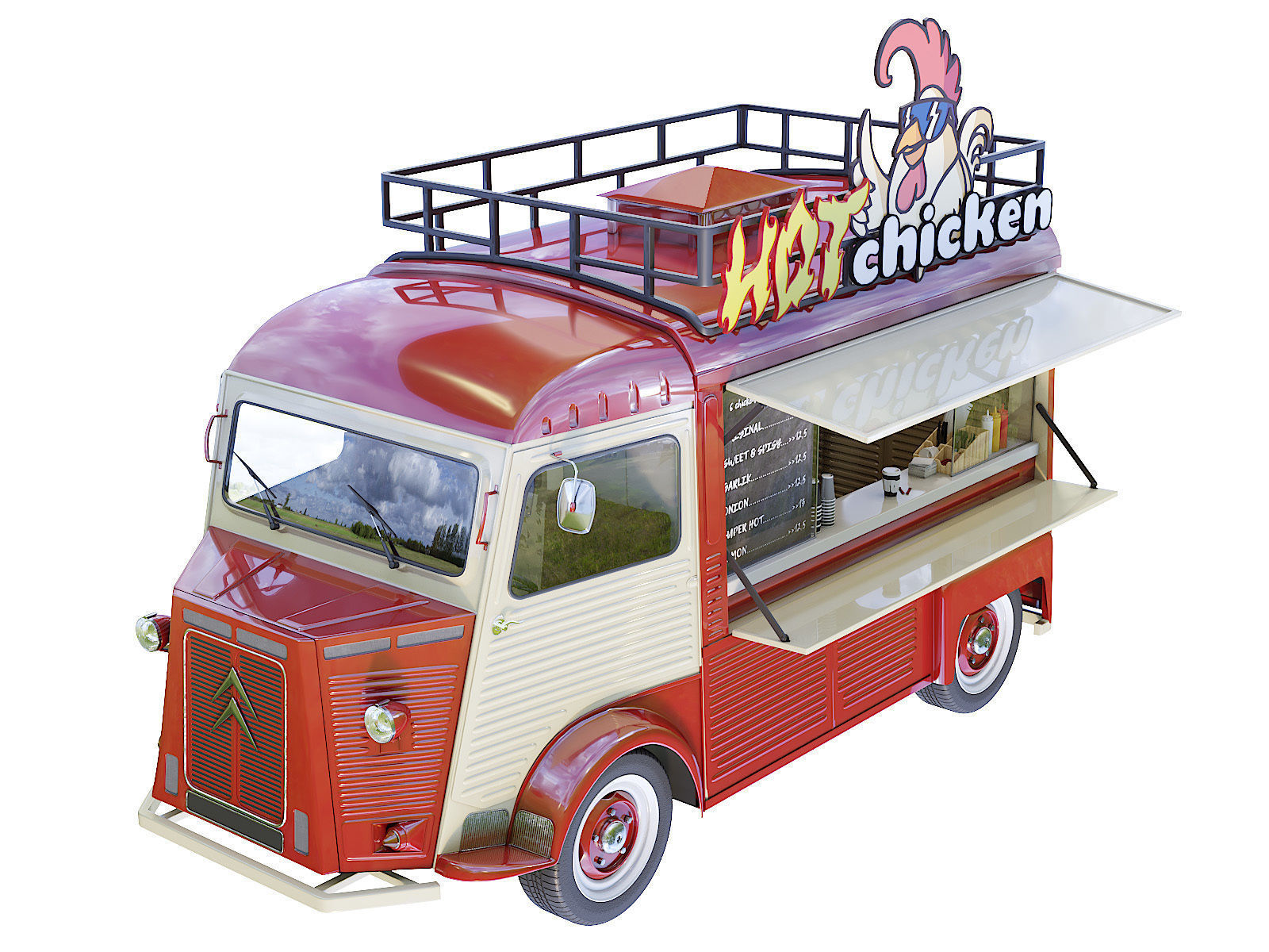 Citroen Type H food truck 3D model_9