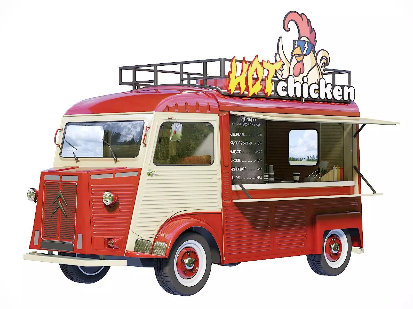 Citroen Type H food truck 3D model_0