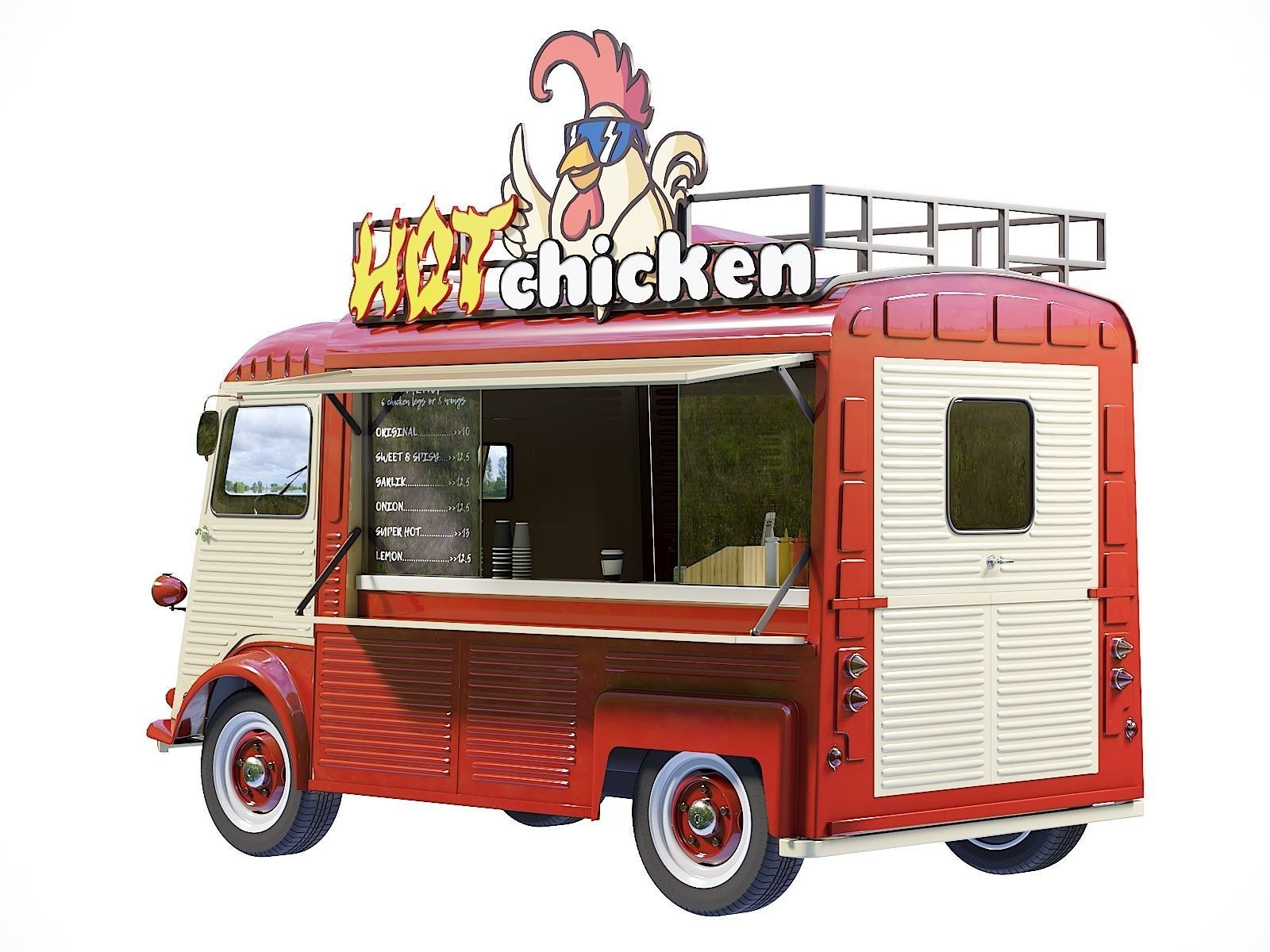 Citroen Type H food truck 3D model_2