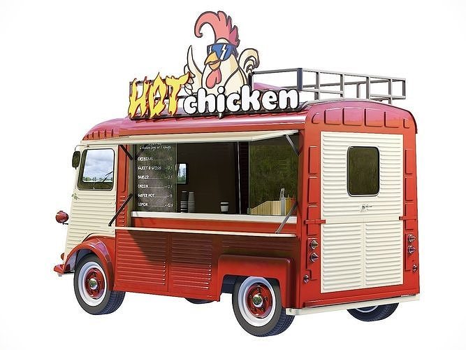 Citroen Type H food truck 3D model 3