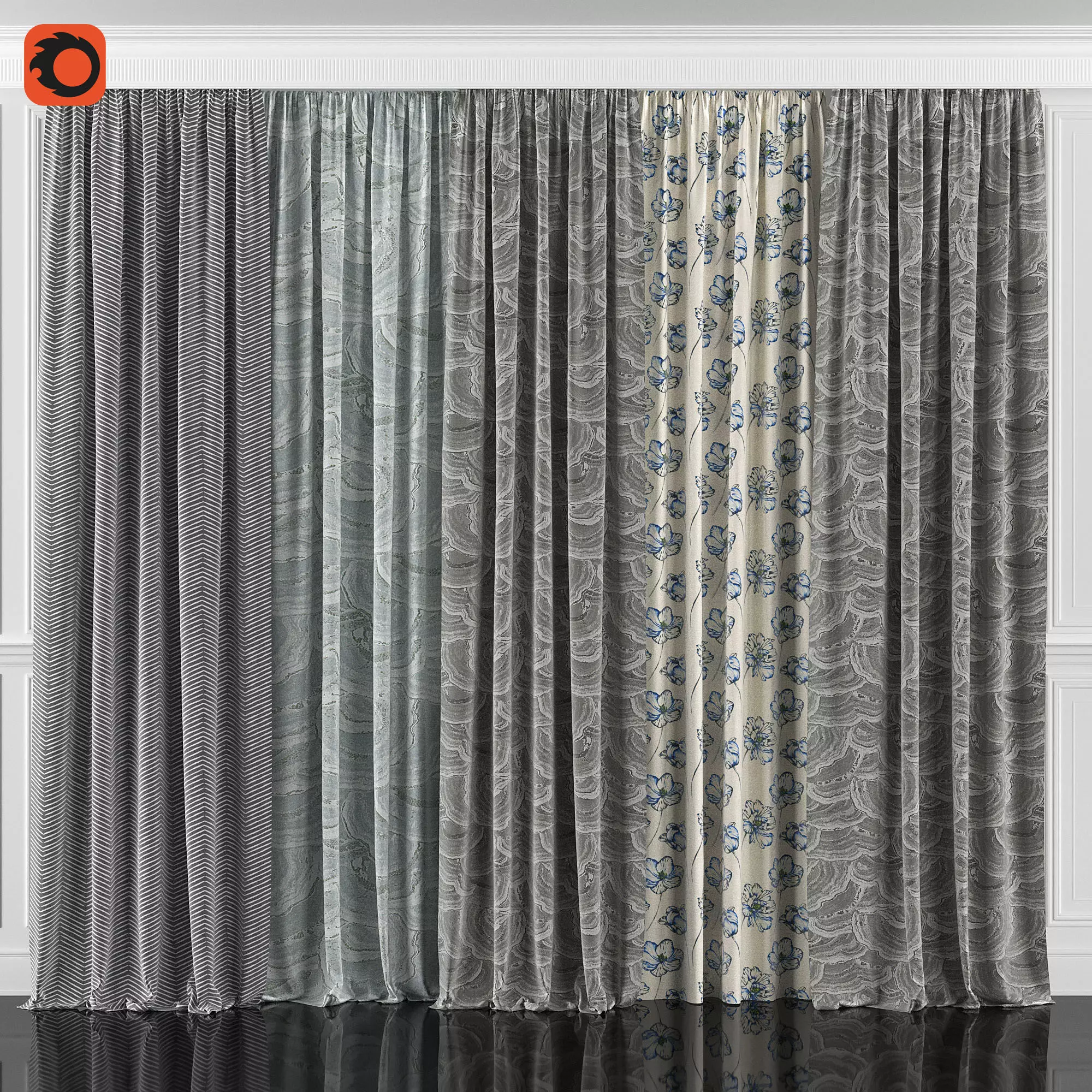 Curtain Set 76C 3D model