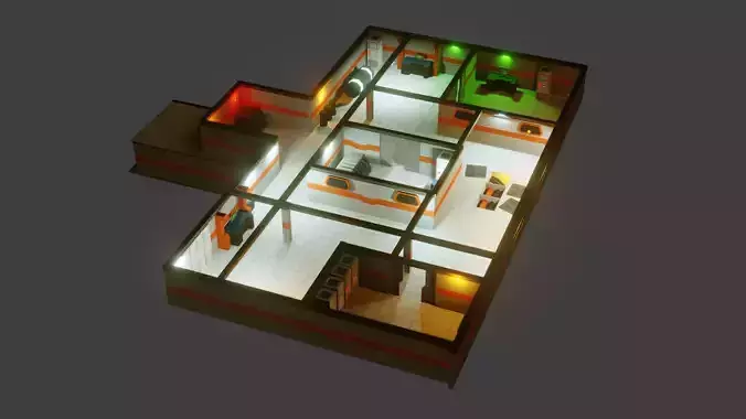 Modular Sci Fi Lab - Low Poly - Game ready - PBR