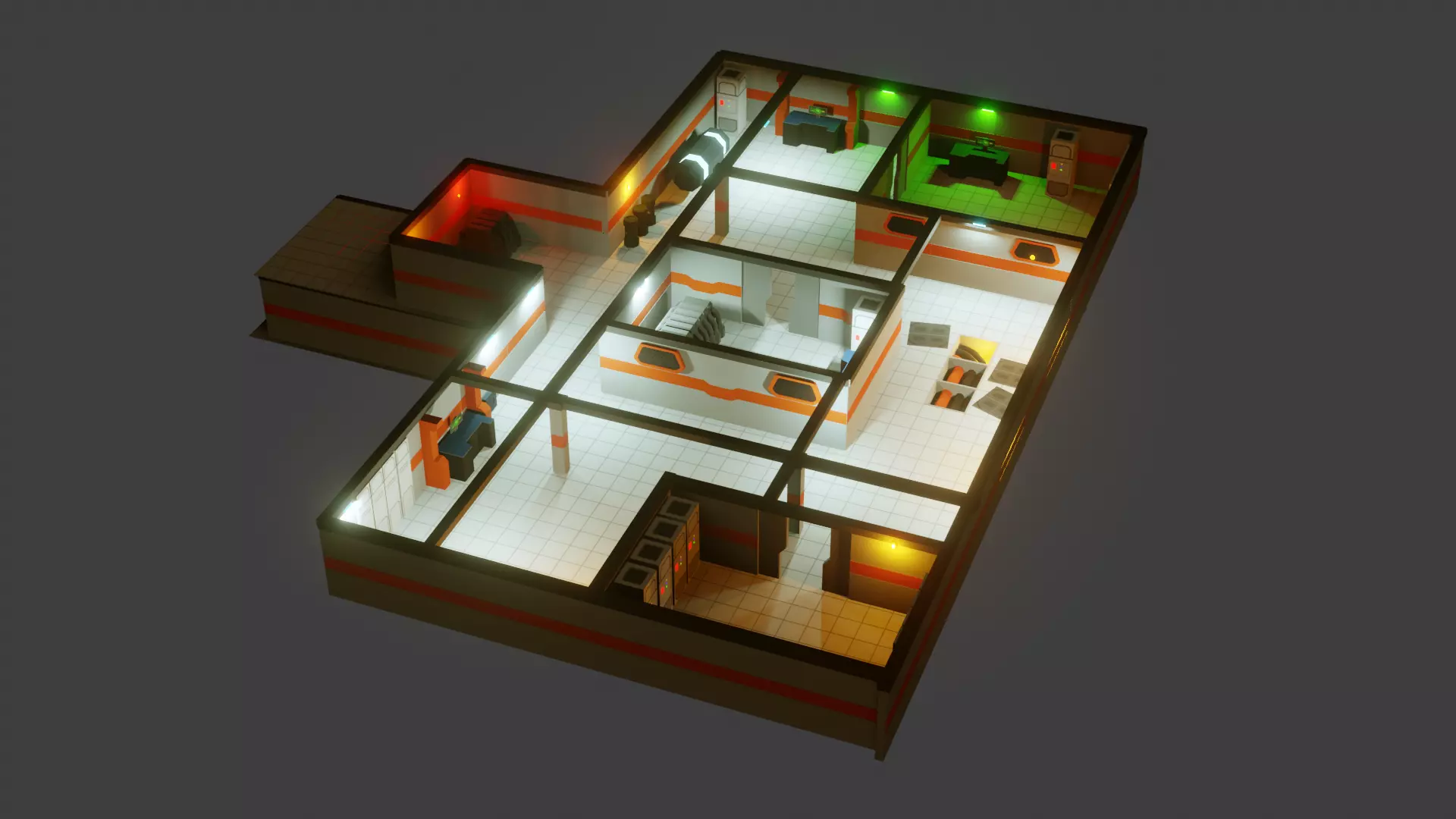 Modular Sci Fi Lab - Low Poly - Game ready - PBR Low-poly 3D model