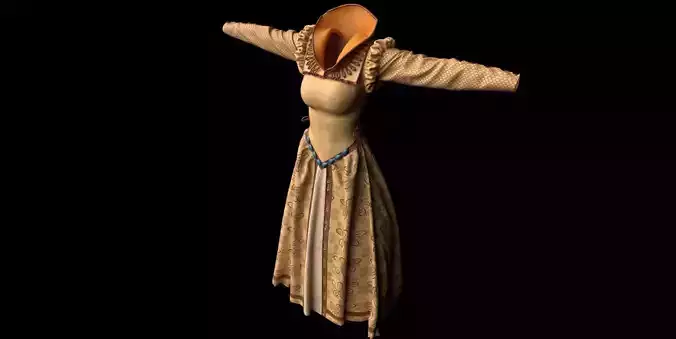 Medieval Golden Beige Dress